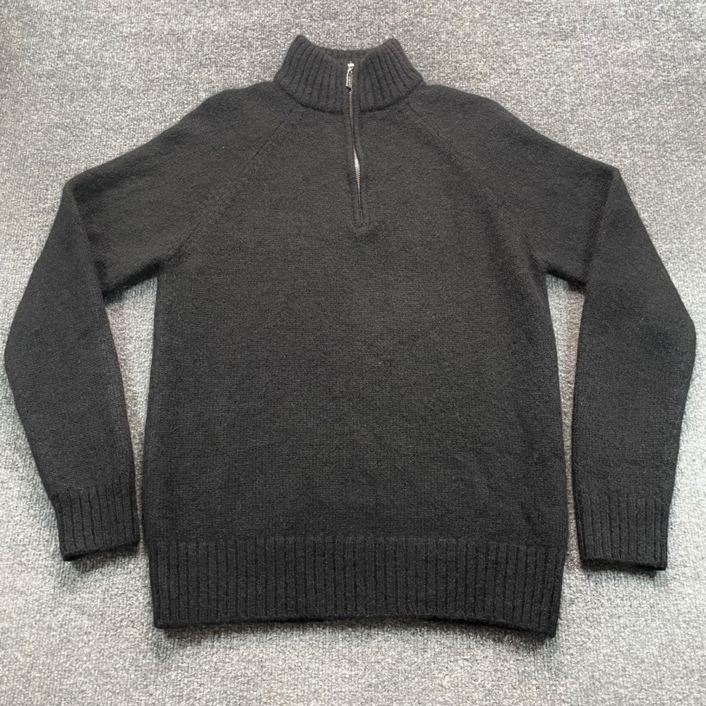 Pacas Quarter Zip Sweater Mens Size M Black Baby Alpaca Wool Blend Pullover